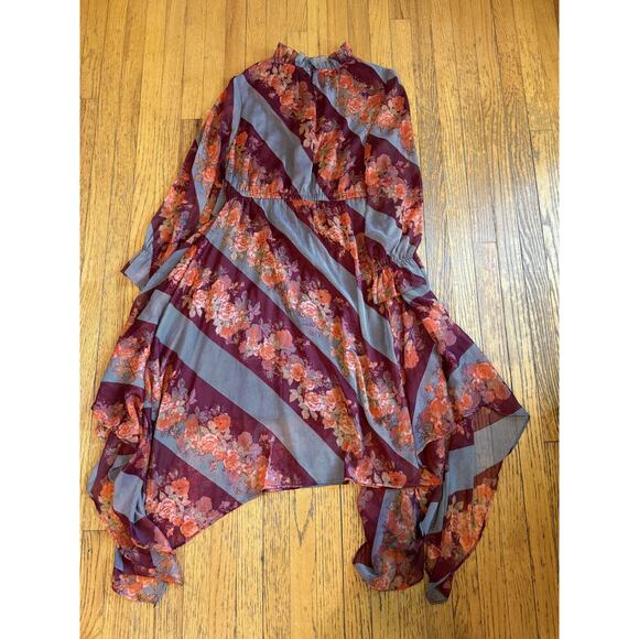 Soft Surroundings Dress Womens Large Floral Long Sleeve Asymmetrical Hem Midi - Picture 9 of 9